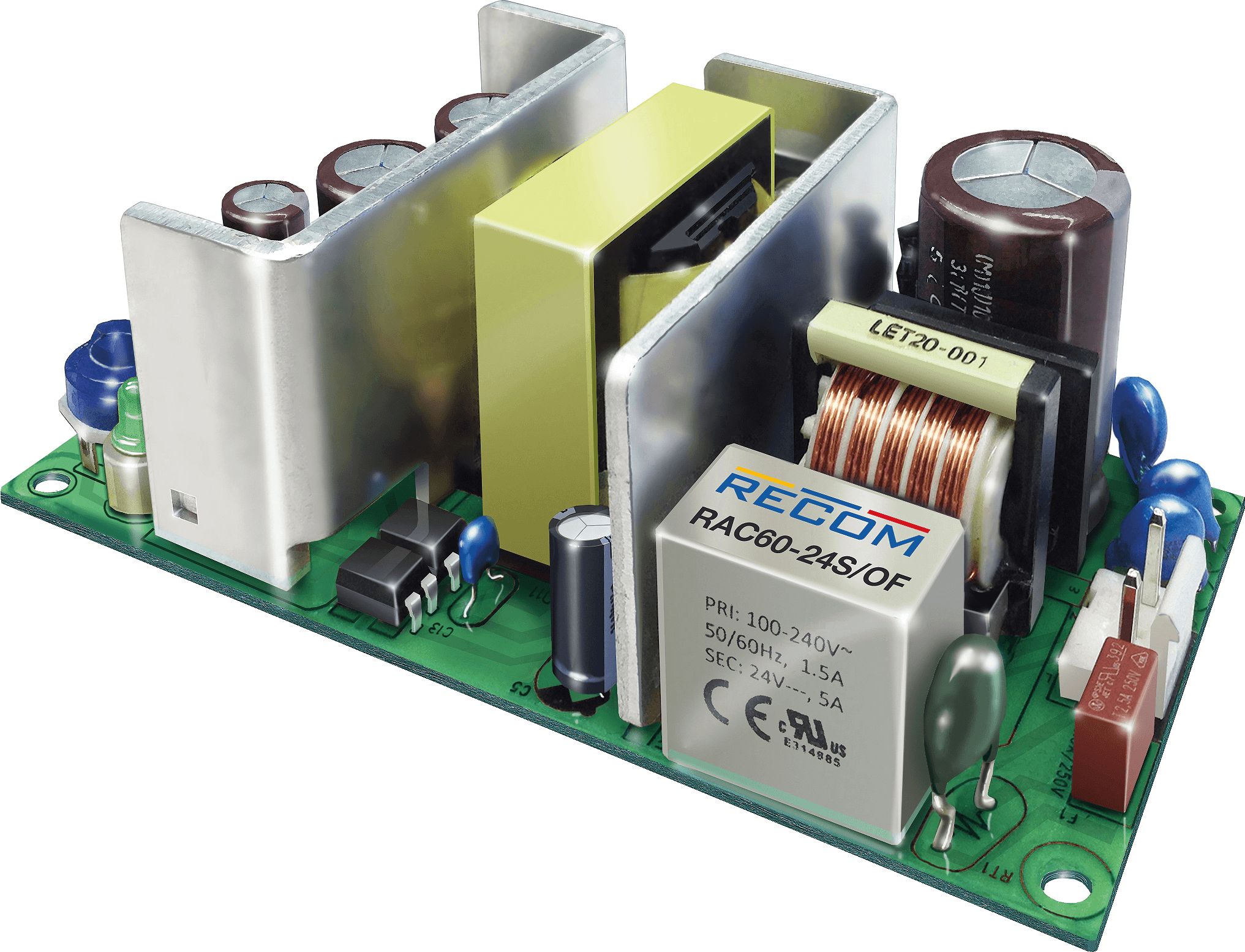 RAC60-24SOF - Schaltnetzteil, Open-Frame, 60 W, 24 V, 0 - 2,5 A