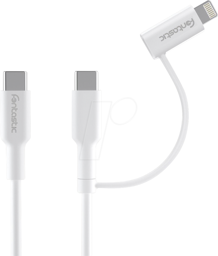 FONTASTIC 264818 - 2in1 Daten & Ladekabel Type-C > Typ-C +8-PIN Lightning Adapter,