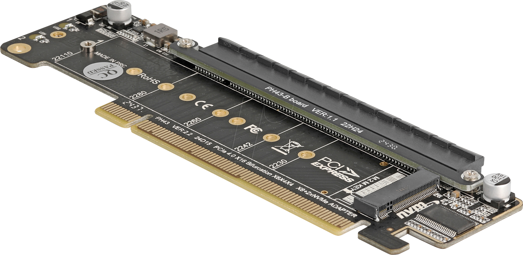 DELOCK 41802 - Riser Karte PCIe 4.0 x16 > 2x M.2 Kex NVMe