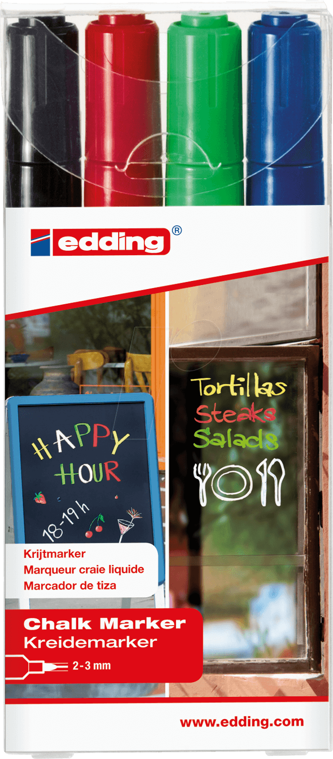 EDDING 4095/4S - Kreidemarker, 2 mm - 3 mm, 4er Pack