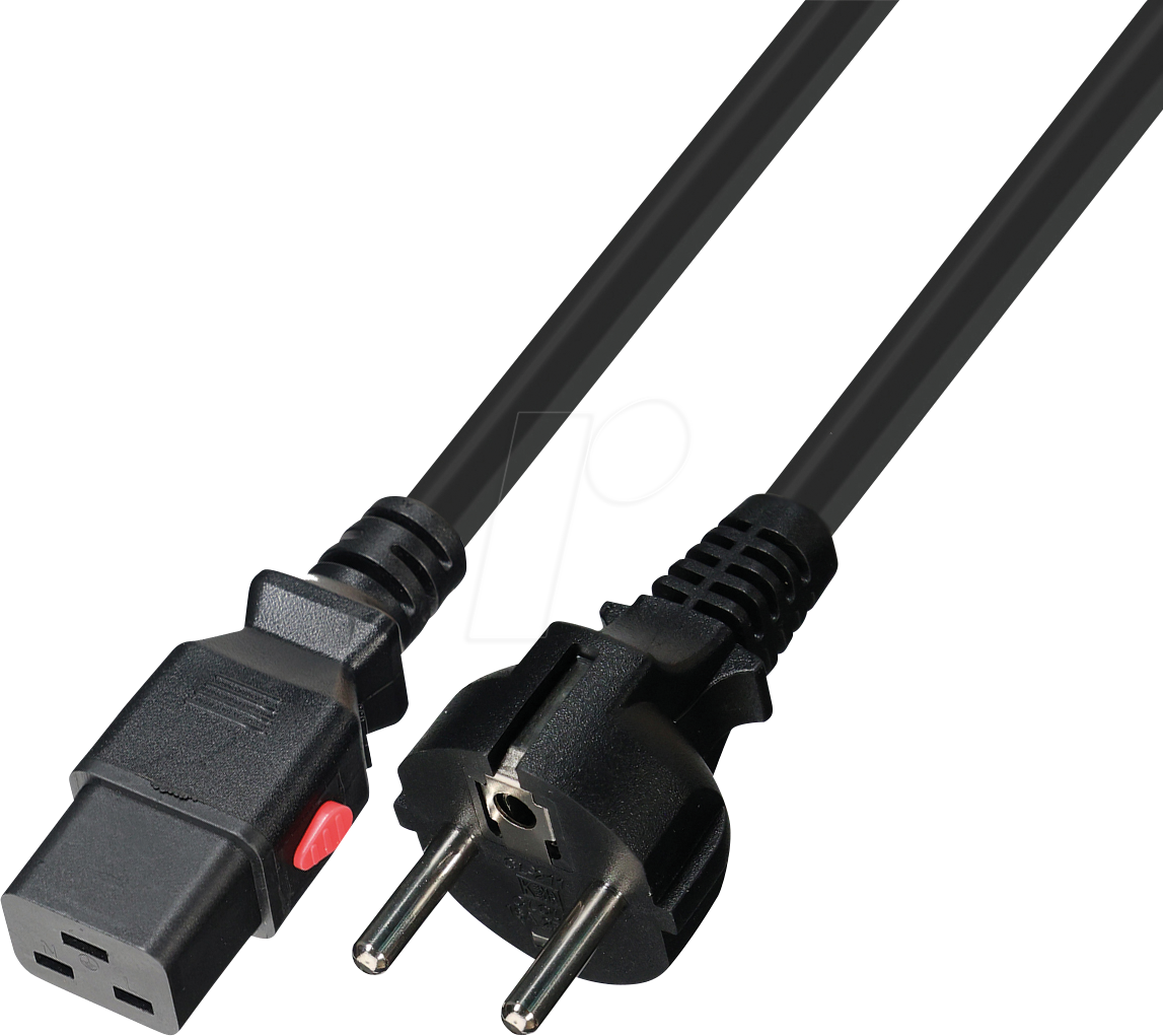 TTL 7132-L-2M - Netzkabel CEE 7/7 auf C19, SelfLock, 2,0 m, schwarz