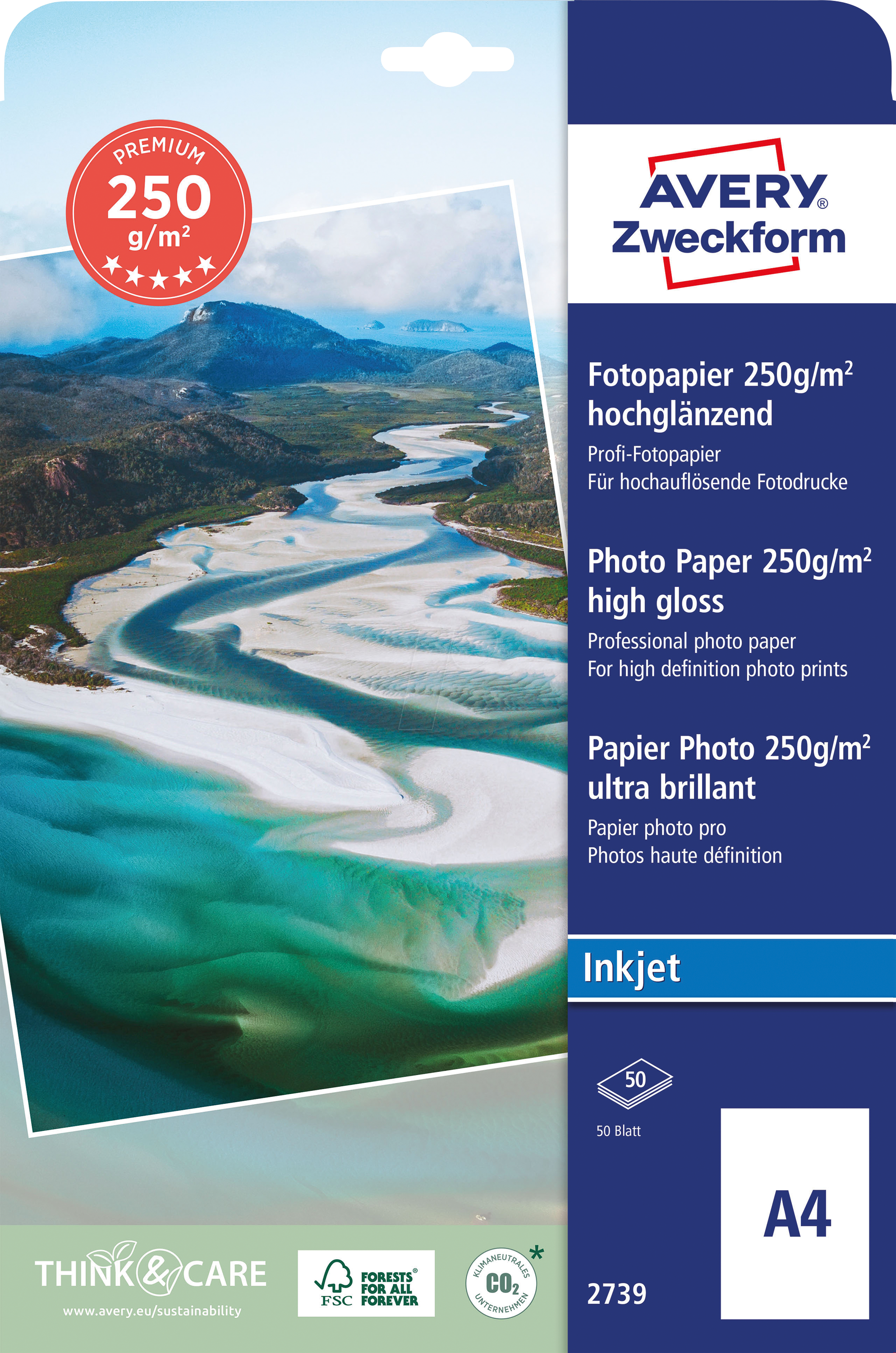 AVZ 2739 - DIN A4, Inkjet, Fotopapier, 250 g/m², 50 Blatt