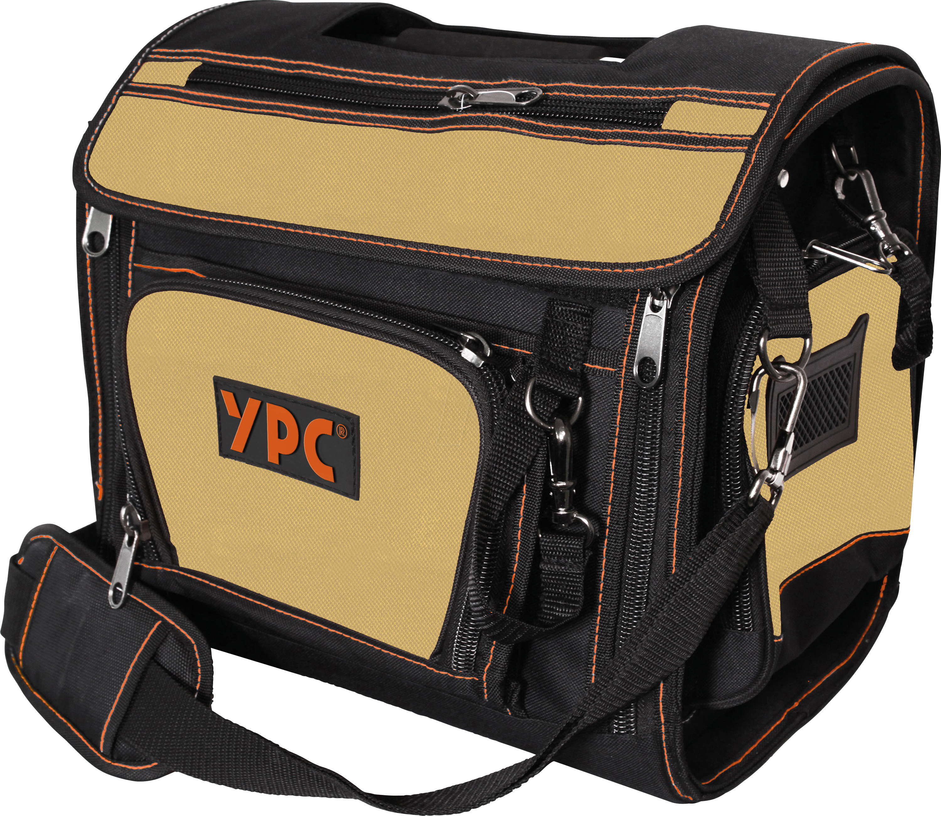 YPC BG00003BKSD - ''Foreman'' Werkzeugtasche XL, Sand-Schwarz, 37x36x27cm, 20 kg Tra