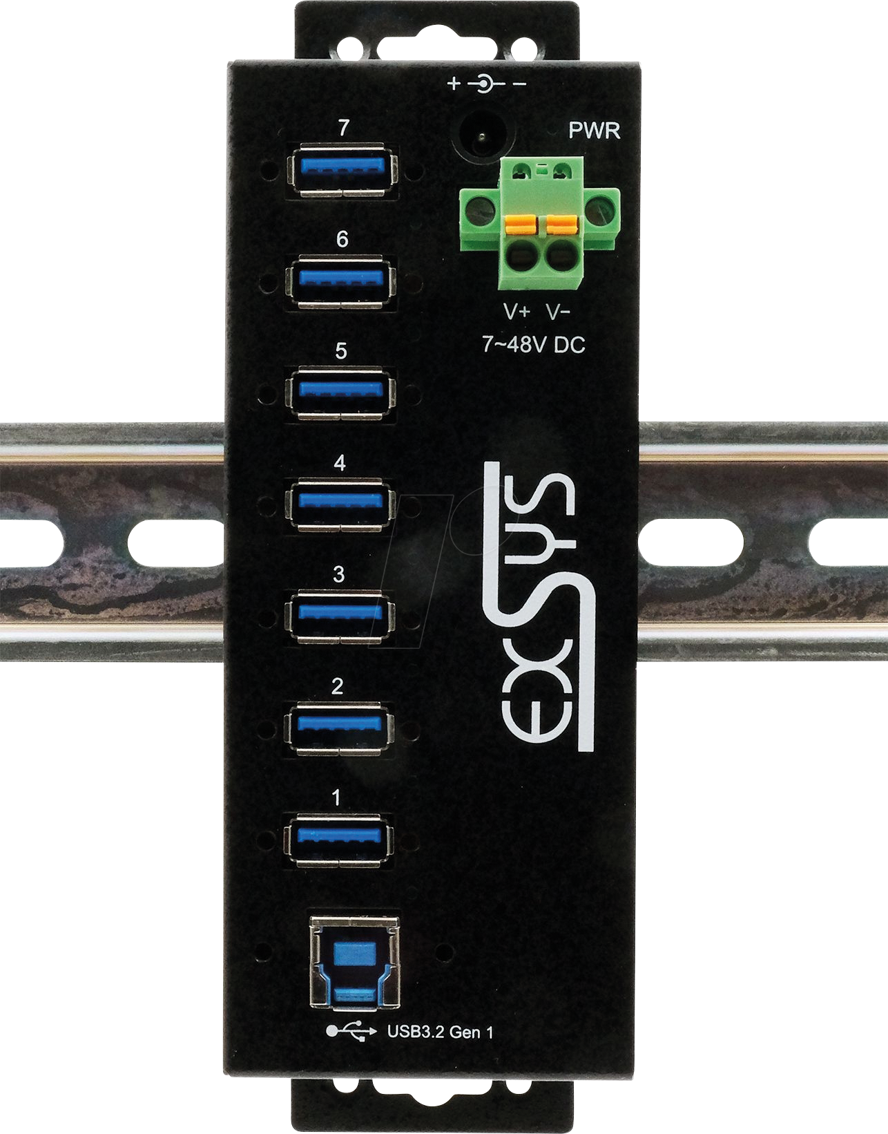 EXSYS 1187HMVS-2 - USB 3.0 7-Port Industrie-Hub, 7x USB-A, 15 kV ESD