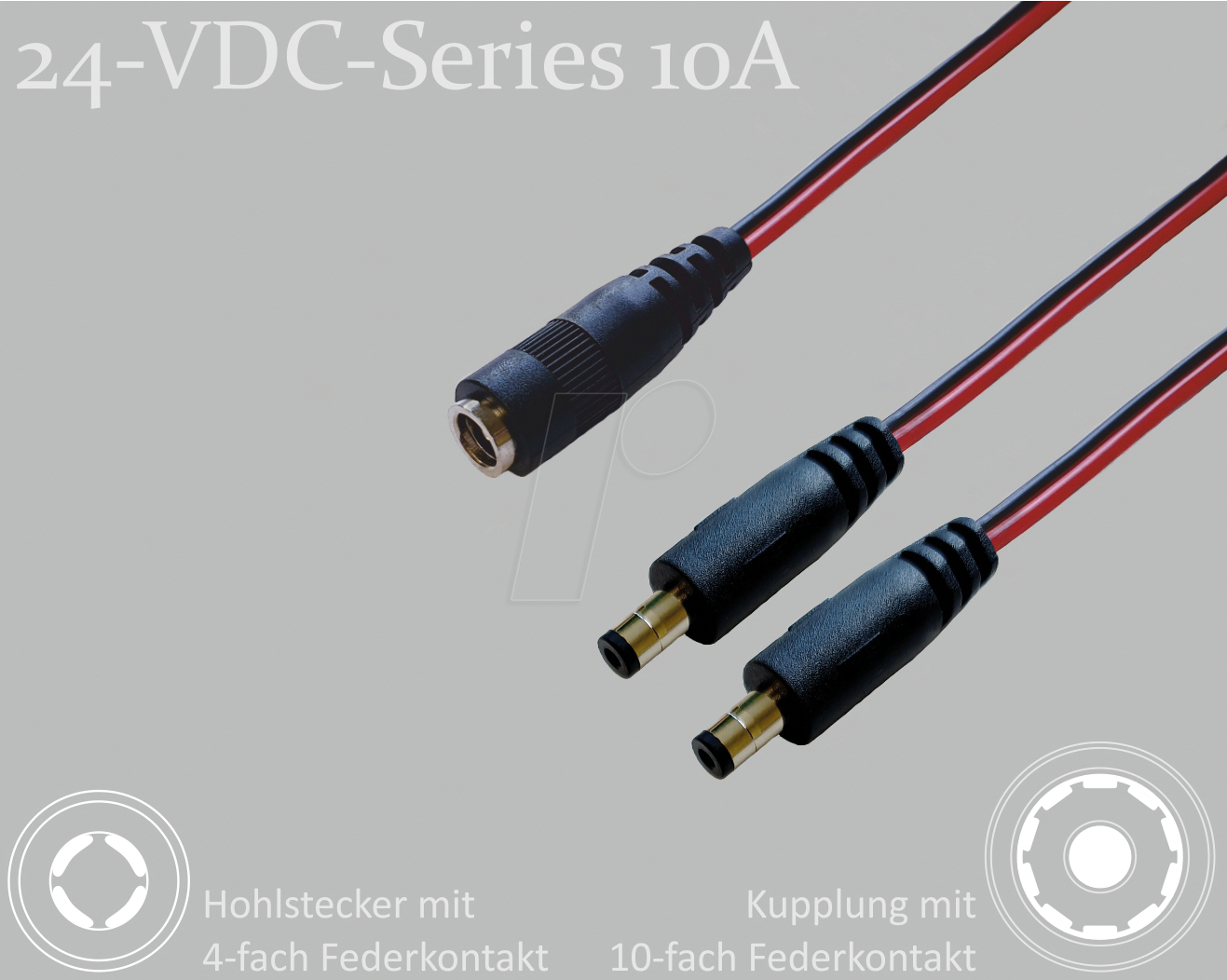 Thumbnail - BKL 075917 - Adapterkabel, 300 mm, DC-Kupplung auf 2x DC-Stecker