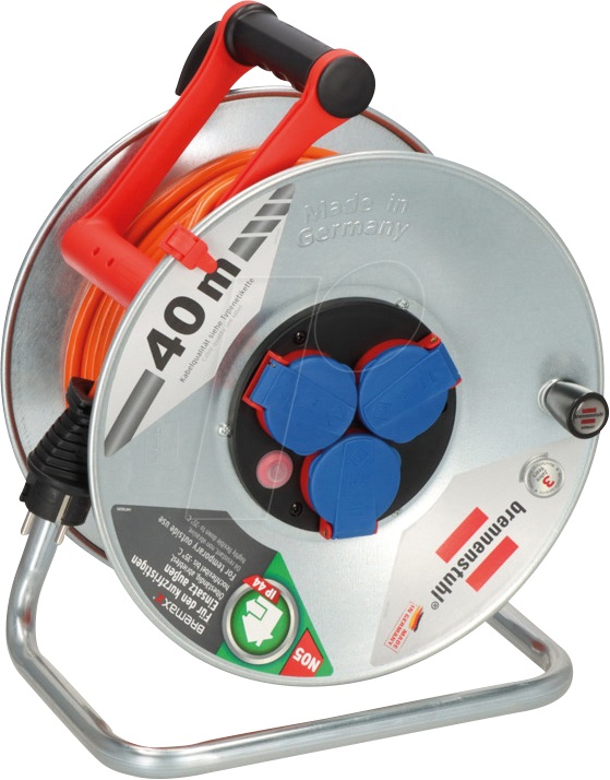 BRE 1198750 - Brennenstuhl Garant S IP44 Kabeltrommel, 40m Kabel in orange,