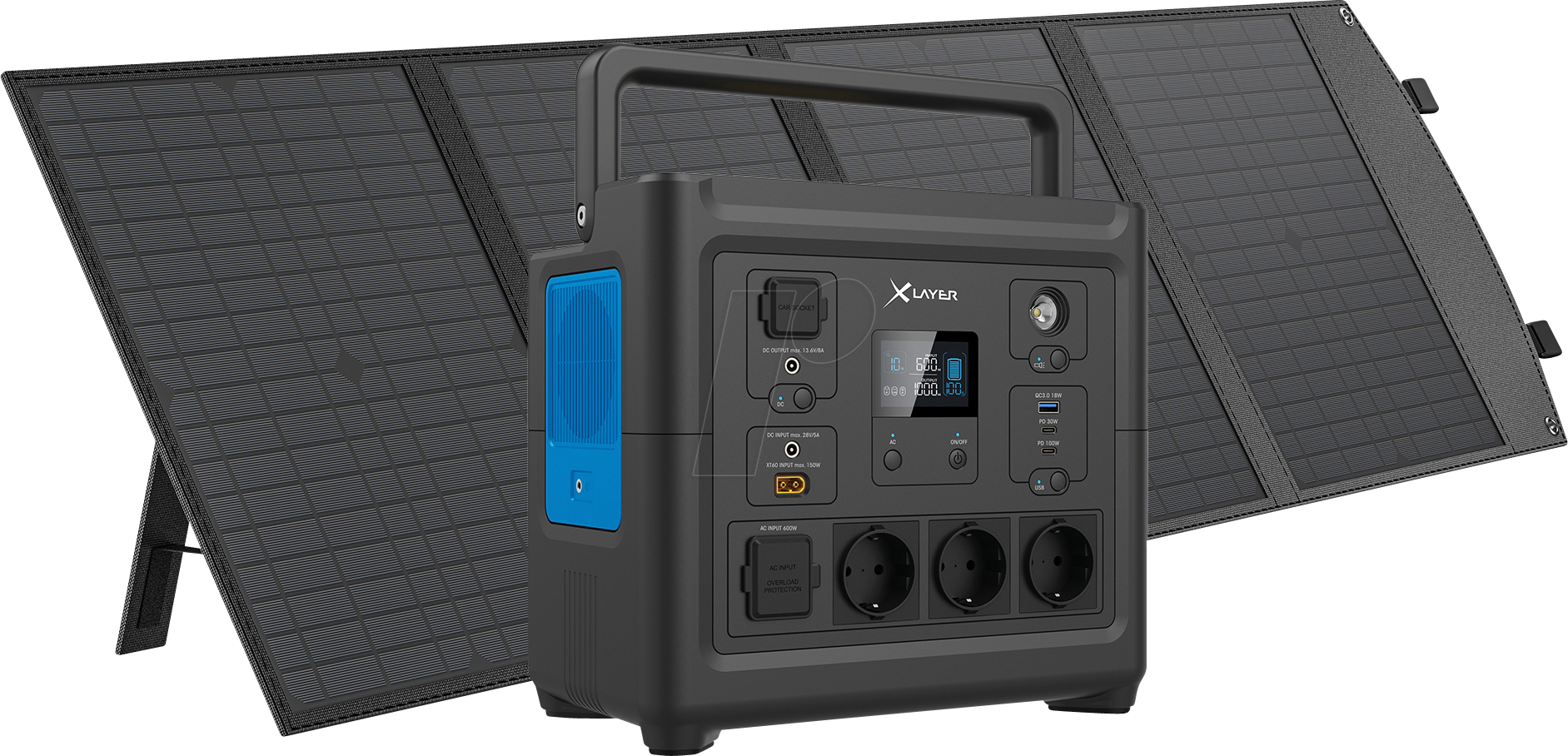 XLAYER 220166 - Solarsystem, Powerstation 1000 W + Solarpanel 80 W