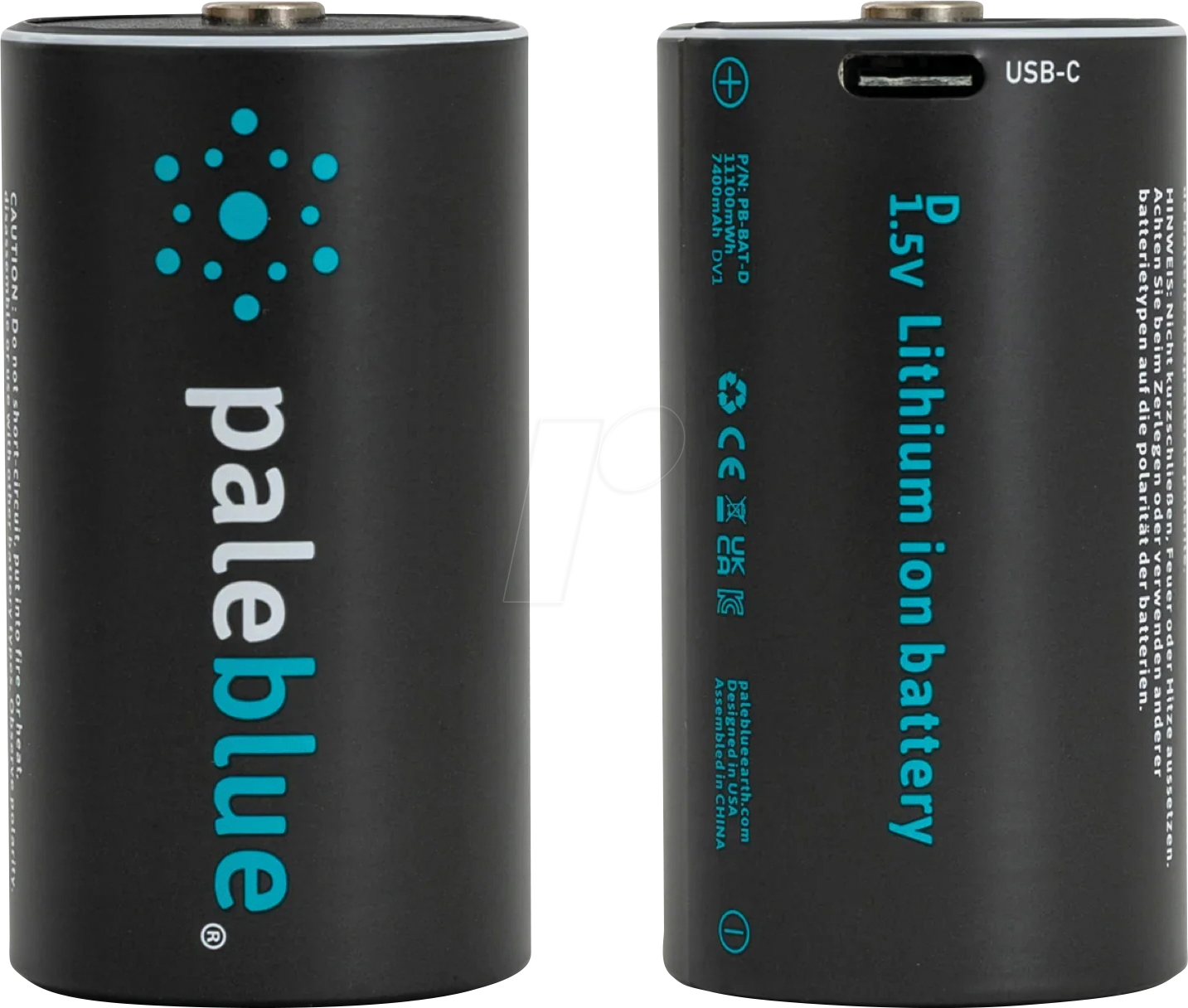 PABU 2X D USB - Li-Ion-Akku, D (Mono), 1,5 V, 7400 mAh, USB-C, 2er-Pack