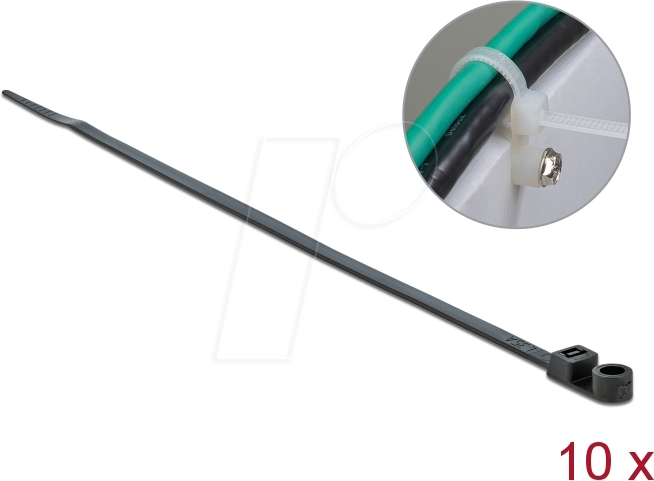 Thumbnail - DELOCK 18951 - Kabelbinder, verschraubbar, 300 x 4,8 mm, schwarz, 10 Stk