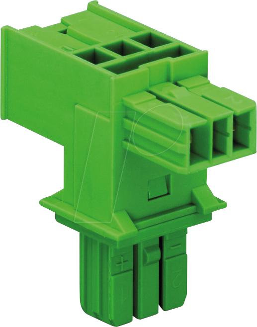 WAGO 893-1606 - T-Verteiler, 2-polig, Kod. E, 1 Eingang - 2 Ausgänge, grün