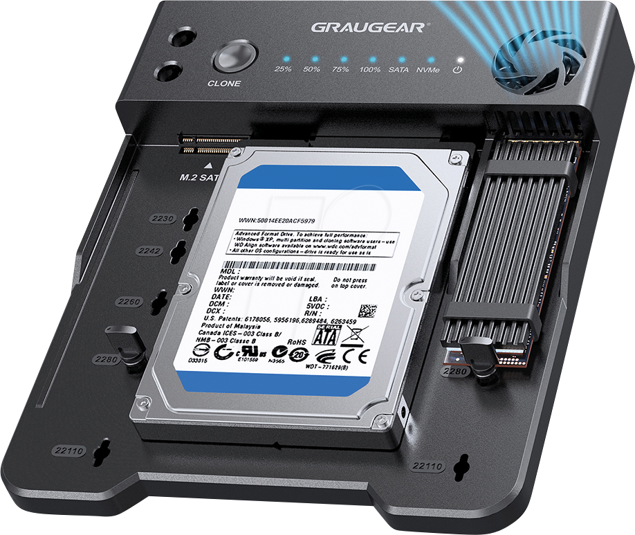 GG 18140 - Klonstation, M.2 NVMe/SATA, 2,5''/3,5'' USB 10 Gb/s