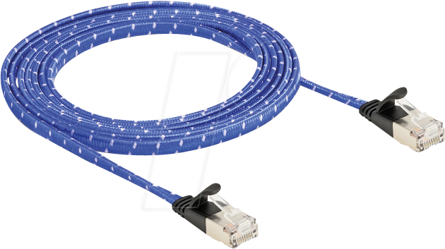 DELOCK 80384 - RJ45 Flachband Netzwerkkabel Cat.6A U/FTP 2 m blau