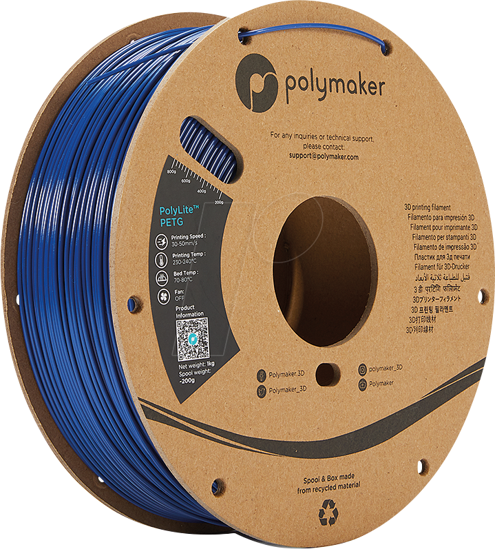 POLYMAKER B01007 - Filament, PolyLite PETG 1,75 mm, 1 kg, blau