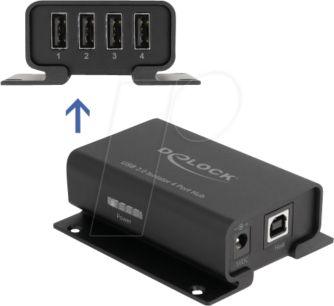 DELOCK 64226 - USB Isolator Hub, 4-Port, galvanische Trennung