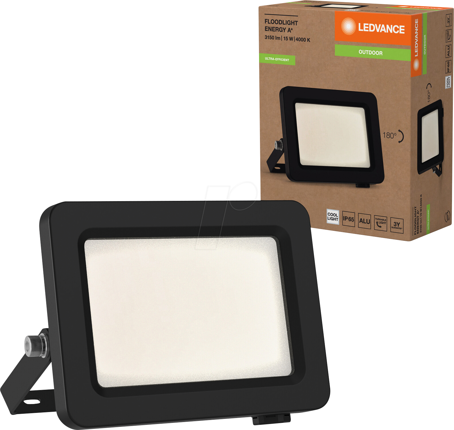 LDV 075843288 - LED-Flutlicht, 15 W, 2600 lm, 4000 K, grau, IP65