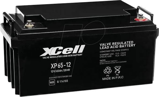XCELL XP65-12 - Blei-Vlies-Akku, 12 V, 65 Ah