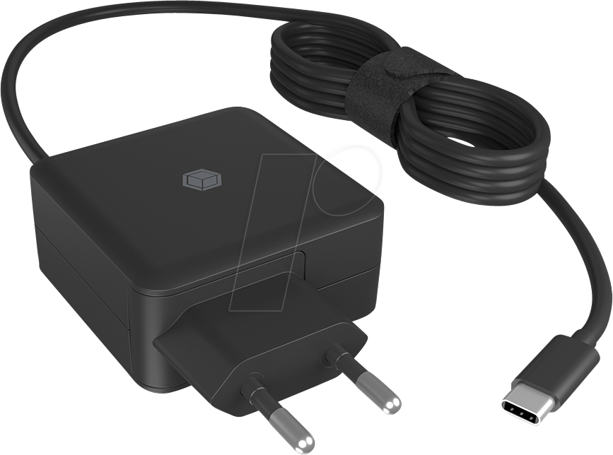 ICY PS111-PD - USB-Ladegerät, 65 W, 5 - 20 V, USB Typ-C Kabel, schwarz