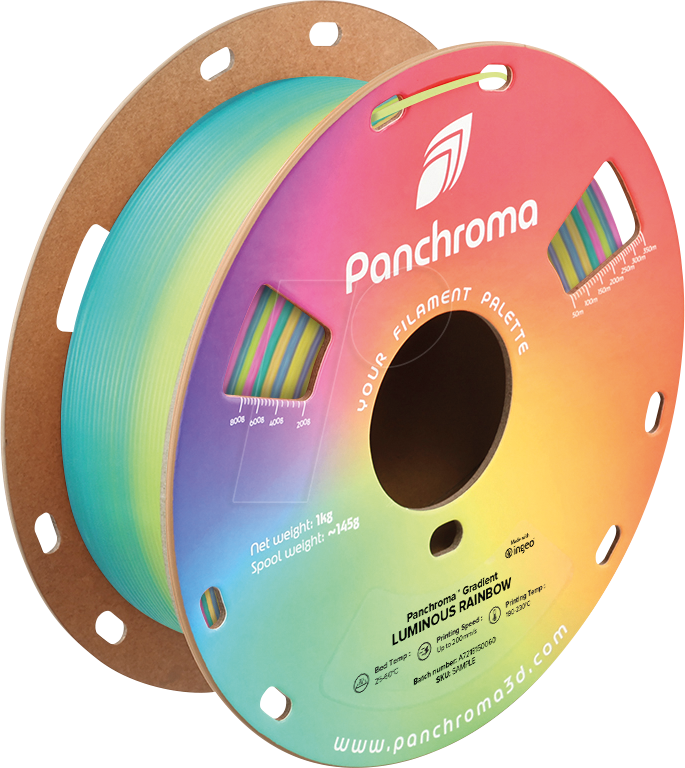 POLYMAKER CA9003 - Filament, Panchroma PLA, Gradient Luminous Rainbow, 1,75 mm, 1 k