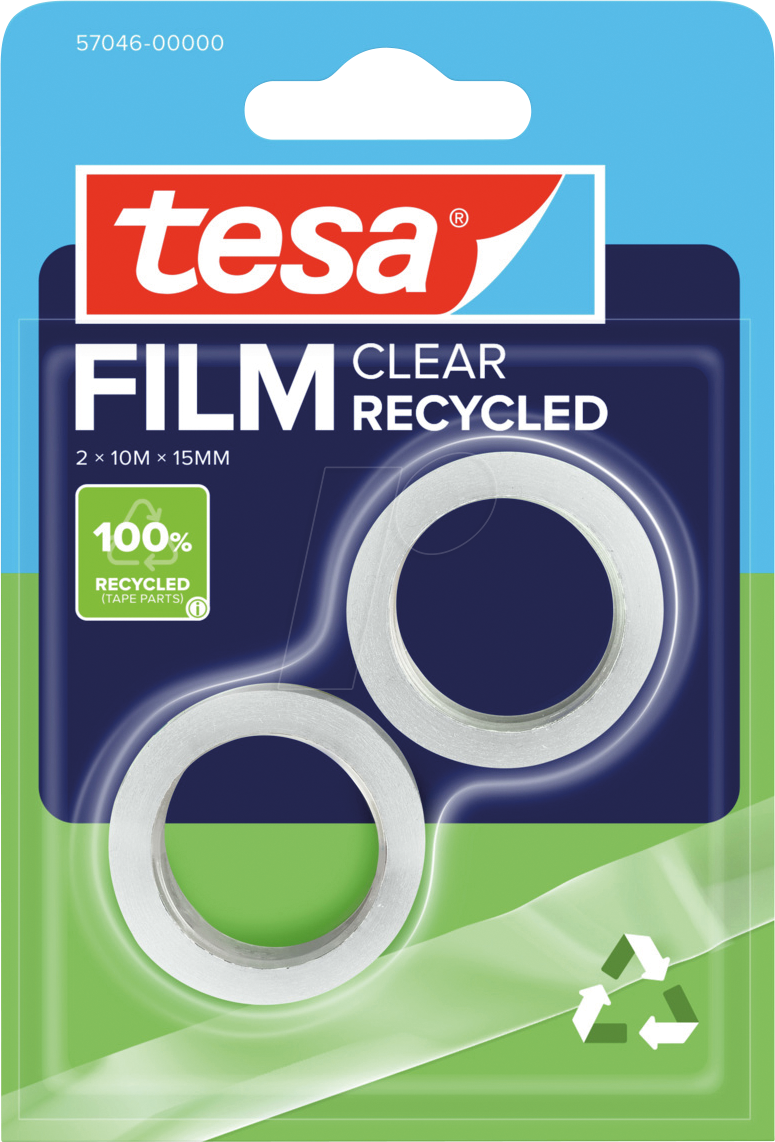 TESA 57046 - tesafilm® CLEAR RECYCLED, 10 m x 15 mm, 2 Rollen
