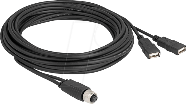 DELOCK 60652 - Adapterkabel 2x USB 2.0 zu M12 A-kodiert 8 Pin 5,0 m