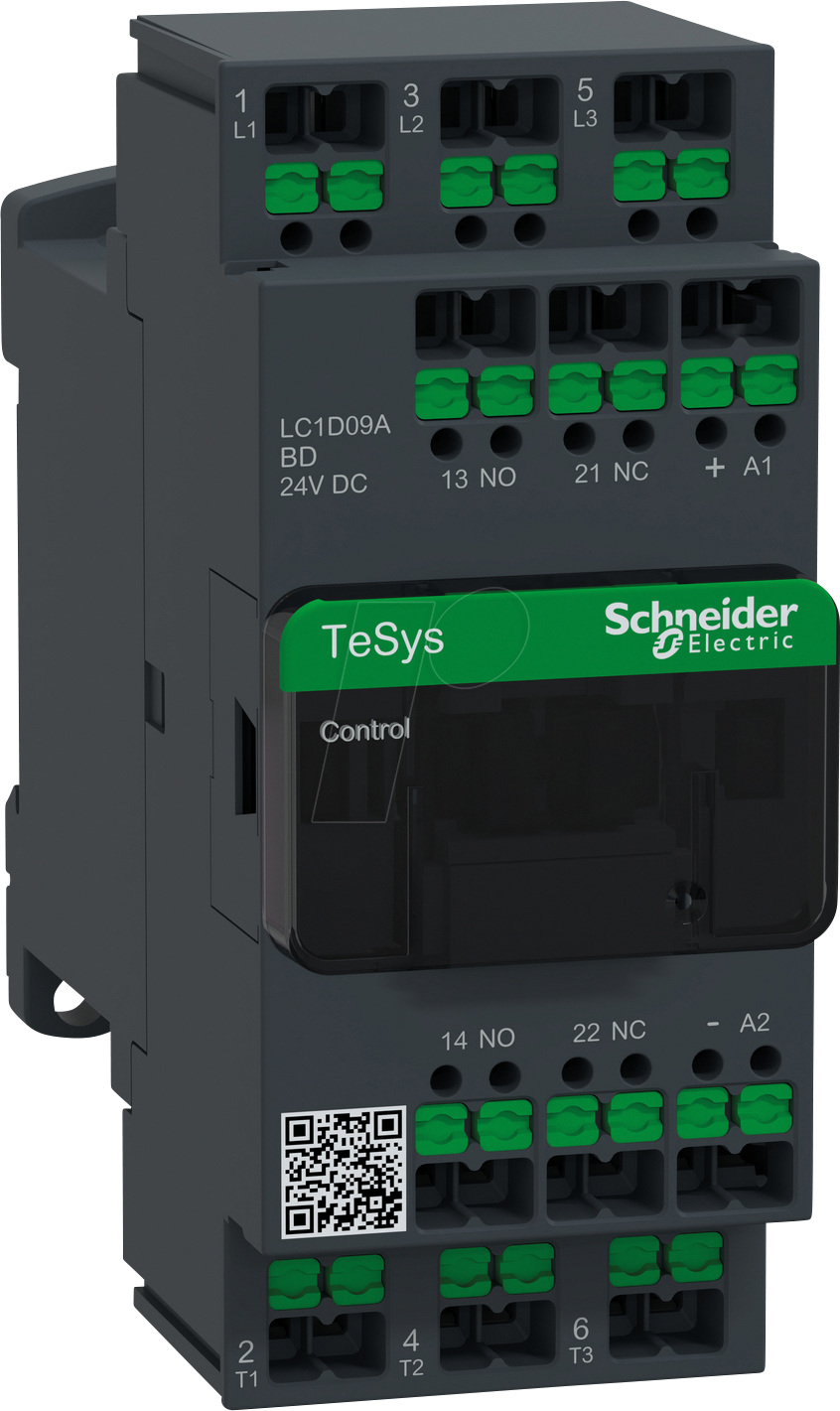 LC1D09ABD - Leistungsschütz LC1D 4 kW, 9 A, 400V AC3, 24 V DC, Snap-In