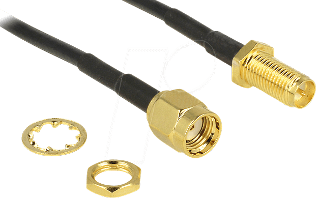DELOCK 88876 - WLAN Kabel, RP-SMA Stecker, RP-SMA Einbaubuchse