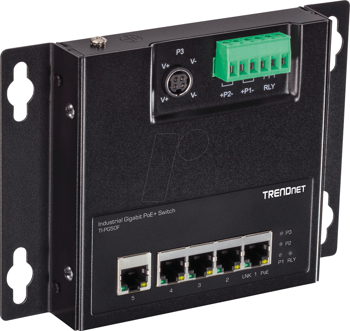 Thumbnail - TRN TI-PG50F - Switch, 5-Port, Gigabit Ethernet, PoE+