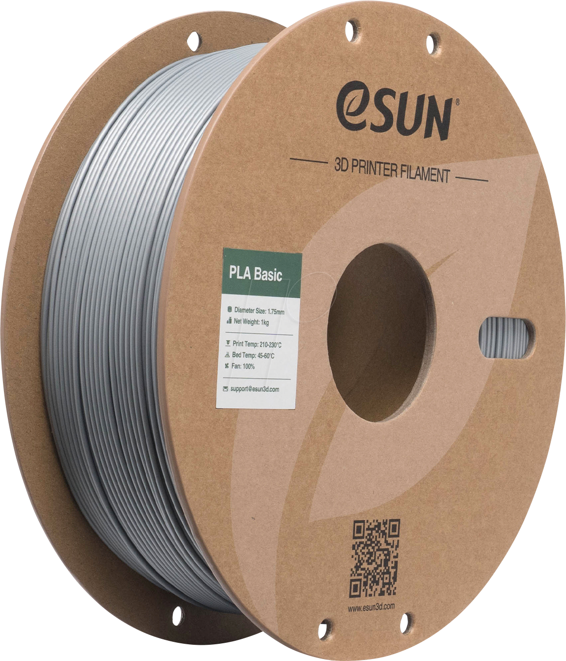 ESUN 72211445 - Filament, PLA-Basic, 1,75 mm, silber, 1 kg