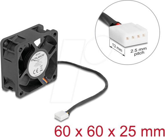 DELOCK 67295 - Axiallüfter 12 V DC, 60 x 60 x 25 mm schwarz