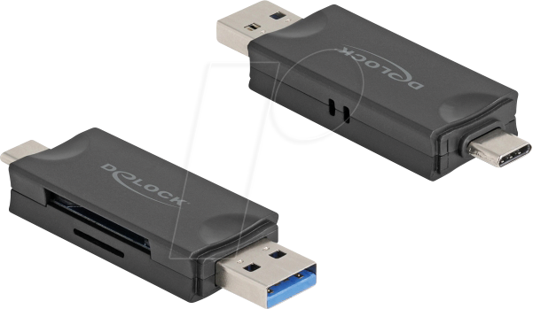 DELOCK 91020 - Card Reader, extern, USB-A/-C, microSD, SD