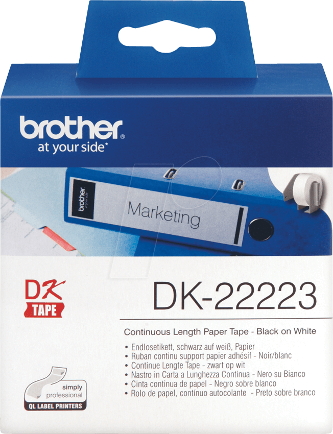 BRO DK22223 - Endlos Etikett, Papier, weiß, Länge 30,48 m, Breite 50 mm