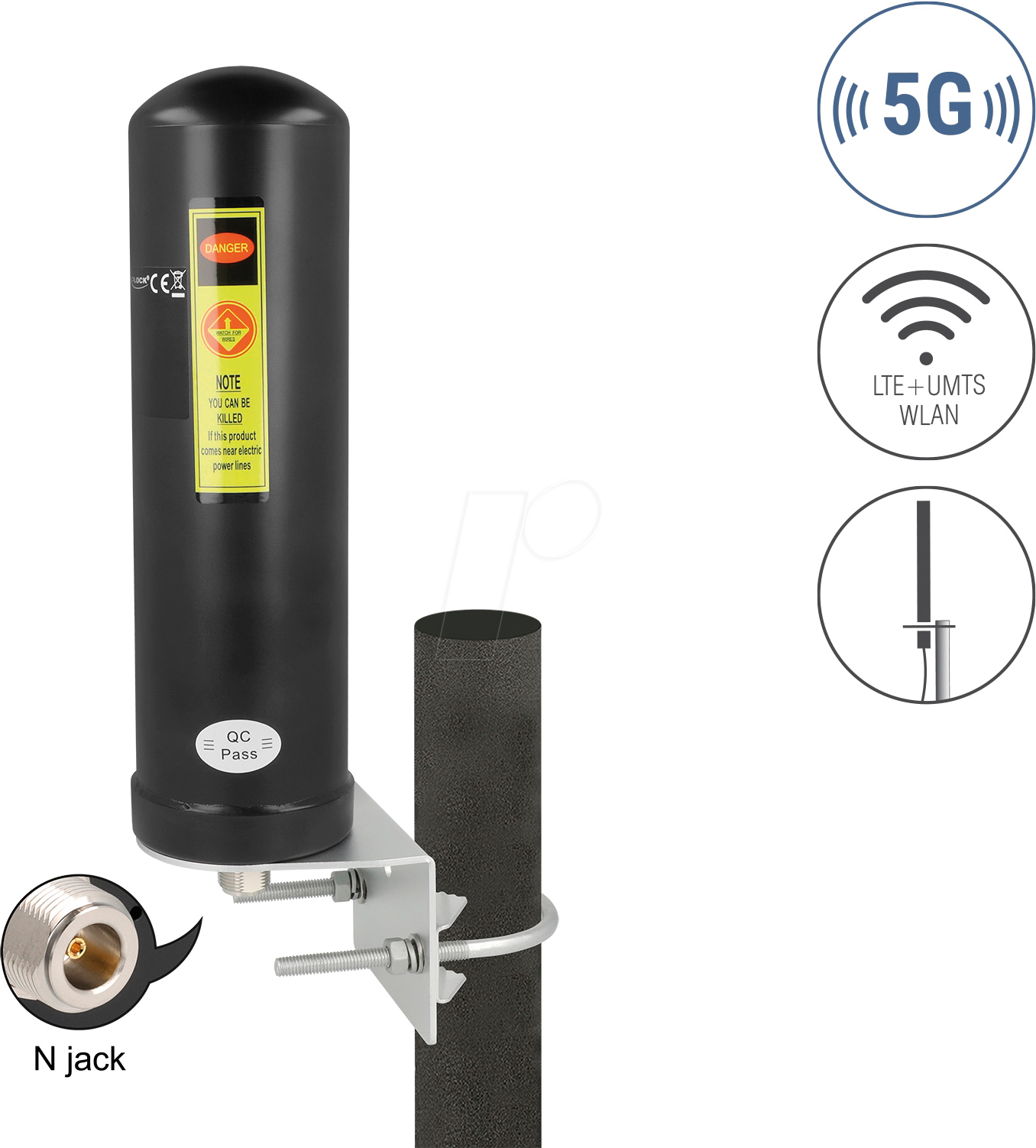 DELOCK 96093 - 5G LTE Antenne N Buchse, omnidirektional