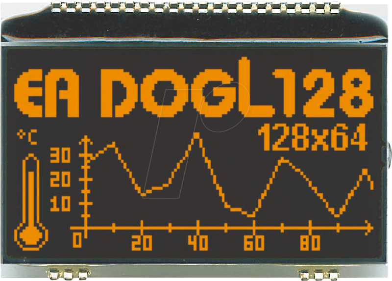 Thumbnail - EA DOGL128S-6 - LCD-Grafikmodul, 60,8 x 32,9 mm, schwarz