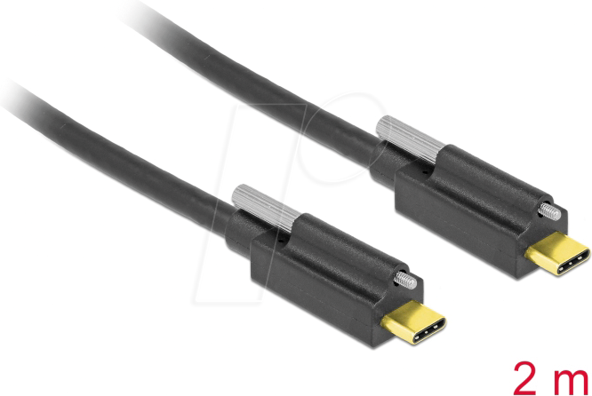 DELOCK 84138 - USB 10 Gb/s Kabel, C Stecker auf Stecker, Schrauben oben, 2 m