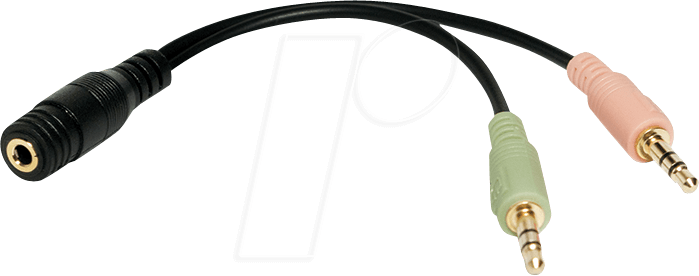 Thumbnail - LOGILINK CA0020 - 3,5 mm Klinken Buchse auf 2x 3,5 mm Stecker, 4-pol