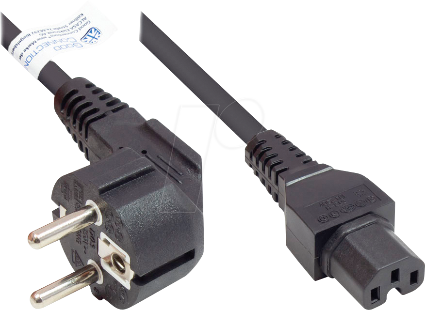 GC P0150-S010 - Netzkabel Typ E+F CEE 7/7 auf C15, schwarz, 1,00 mm², 1 m