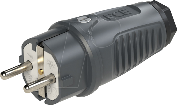 TAUR2 0511-AS - Gummi-Stecker Taurus2, Typ F - CEE 7/4, anthrazit/schwarz