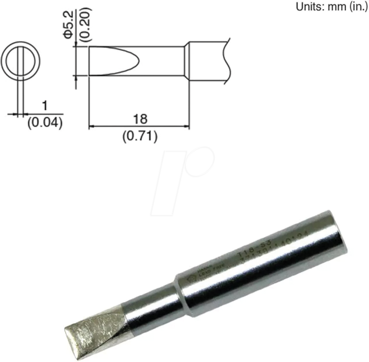 HAK T18-S3 - Lötspitze T18-S3, 5,2 mm, meißel