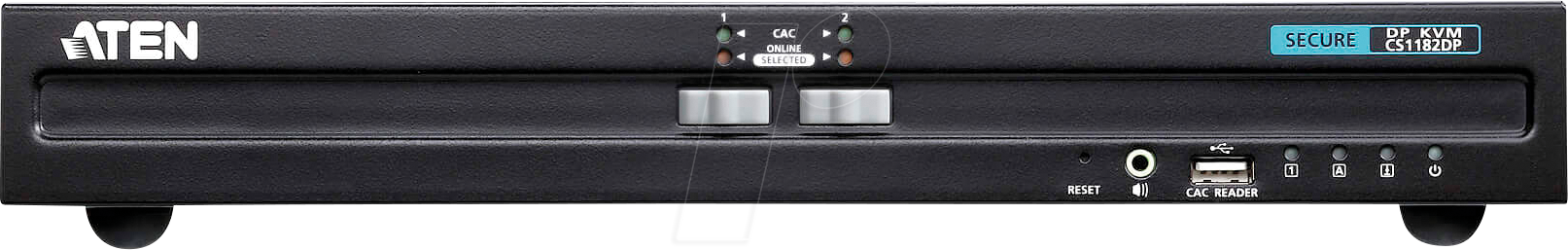 Thumbnail - ATEN CS1182DP - 2-Port Sicherheits KVM Switch, DisplayPort, USB, PS/2, Audio