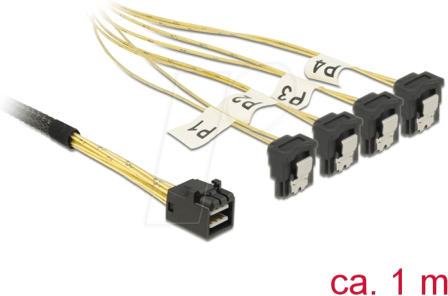 DELOCK 85685 - Kabel Mini SAS HD SFF-8643 > 4 x SATA 7 Pin gewinkelt 1 m