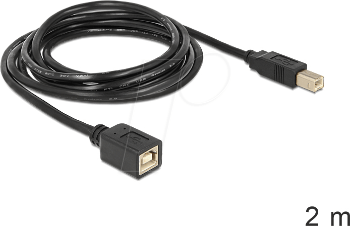 DELOCK 83427 - USB 2.0 Kabel, B Stecker auf B Buchse, 2 m