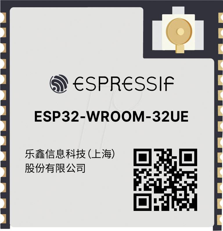 ESP32WROOM32UE - WIFI-SMD-Modul, ESP32-D0WD-V3, 4 MB SPI, 3,3 V, 18 x 19,2 x 3.1