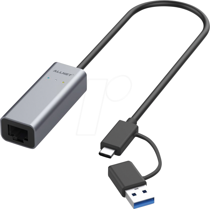 ALLNET ALLNC2.5G - Netzwerkkarte, USB-A / C, 2,5 Gigabit Ethernet, 1x RJ45