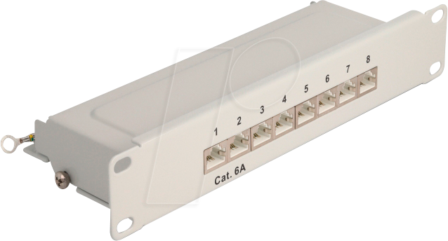 DELOCK 66873 - 10'' Patchpanel, 8 Port, Cat.6a, 1 HE, grau
