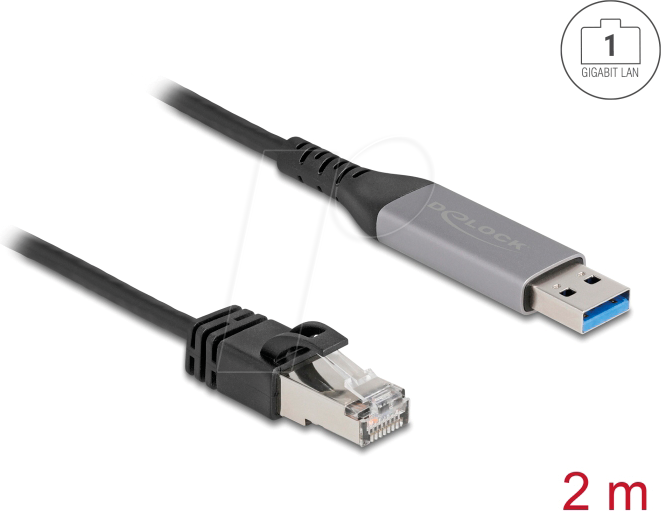 DELOCK 60756 - Netzwerkadapter, Kabel, USB Typ A, Gigabit Ethernet, 2 m