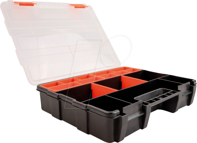 DELOCK 18416 - Sortimentsbox mit 21 Fächern 290 x 220 x 60 mm orange / schwarz