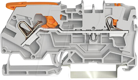 WAGO 2104-5201 - 2-Leiter-Durchgangsklemme, mit Hebel und Drücker 4,0 mm², grau