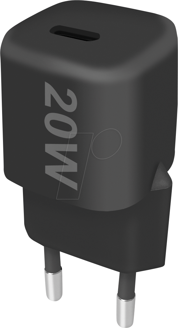 FONTASTIC 261237 - USB-Ladegerät, 20 W, 1x USB-C (PD), GaN, schwarz