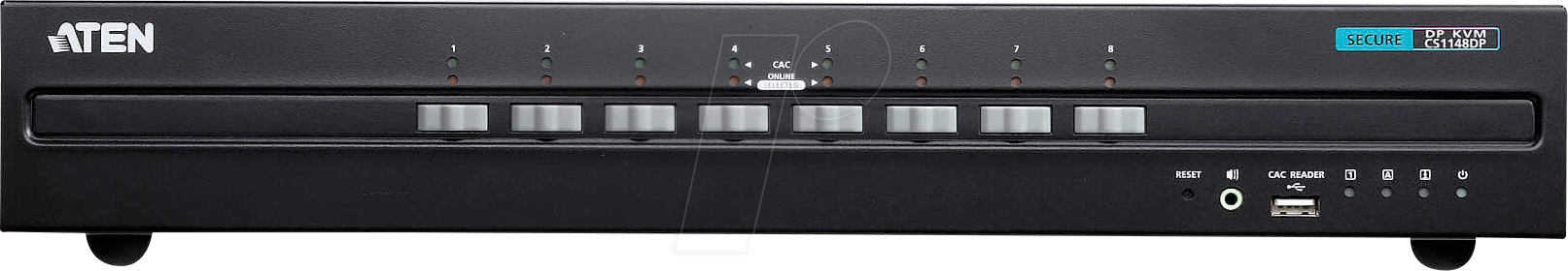 Thumbnail - ATEN CS1148DP - 8-Port Sicherheits KVM Switch, DisplayPort, USB, PS/2, Audio