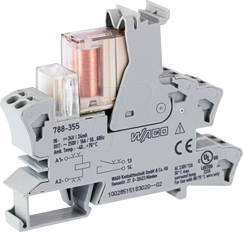 WAGO 788-355 - Relaismodul, IN: DC 24 V, 1 Schließer, 16 A